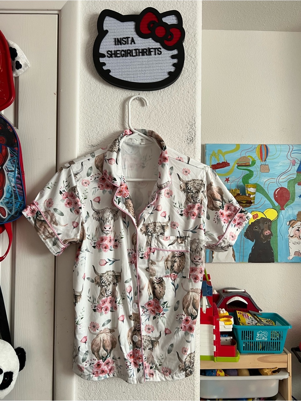 floral cow pajama set